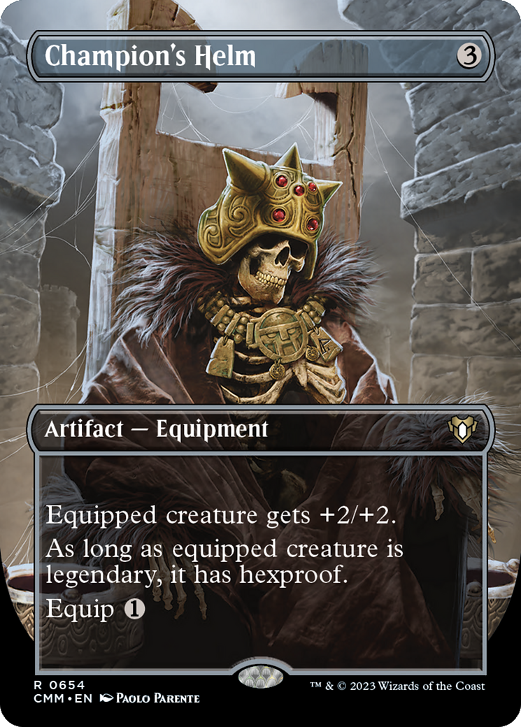 {R} Champion's Helm (Borderless Alternate Art) [Commander Masters][CMM 654]
