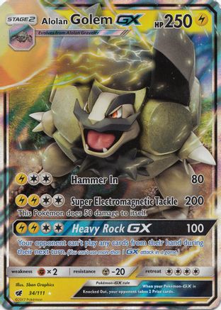 [PKM-R] Alolan Golem GX (34/111) [Sun & Moon: Crimson Invasion]