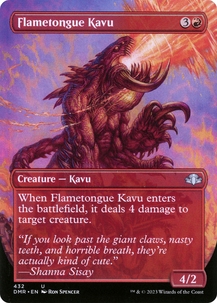 {C} Flametongue Kavu (Borderless Alternate Art) [Dominaria Remastered][DMR 432]