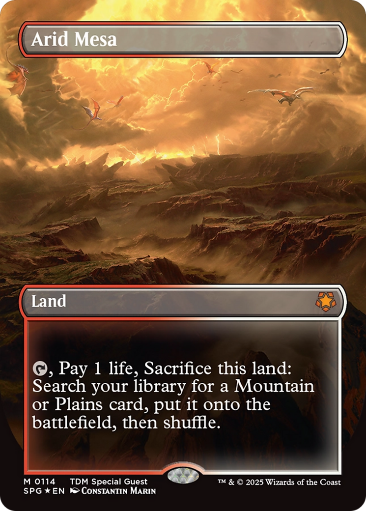 {R} Arid Mesa (Borderless) (Dragonscale Foil) [Tarkir: Dragonstorm Special Guests][SPG 114]