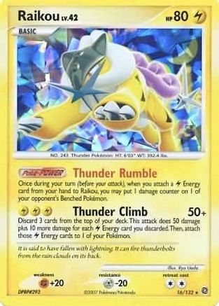[PKM] Raikou (16/132) (Cracked Ice Holo) [Diamond & Pearl: Secret Wonders]