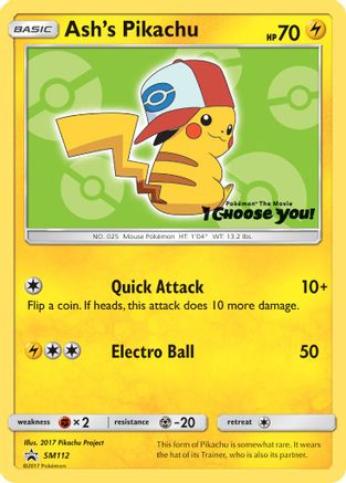 [PKM-R] Ash's Pikachu (SM112) [Sun & Moon: Black Star Promos]