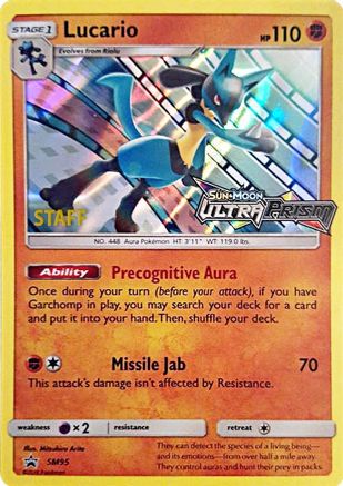 [PKM-R] Lucario (SM95) (Staff Prerelease Promo) [Sun & Moon: Black Star Promos]