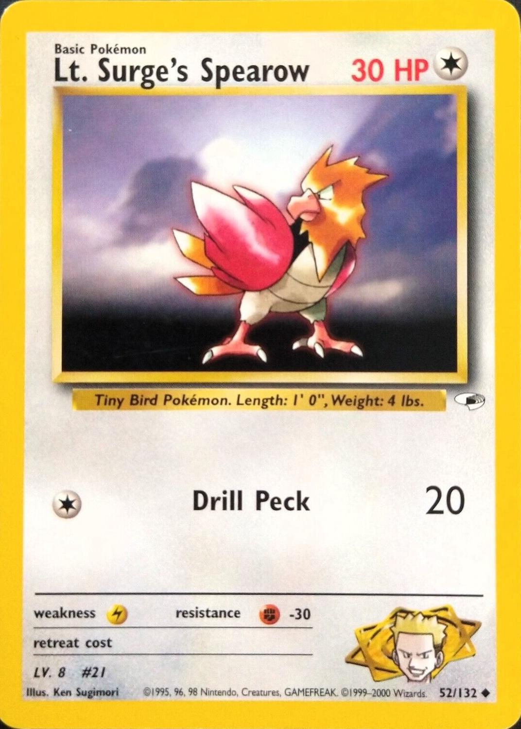 [PKM] Lt. Surge's Spearow (52/132) [Gym Heroes Unlimited]