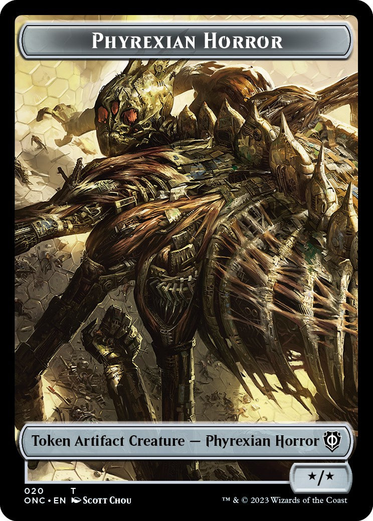 {T} Phyrexian Wurm // Phyrexian Horror Double-Sided Token [Phyrexia: All Will Be One Commander][TONC 16//20]