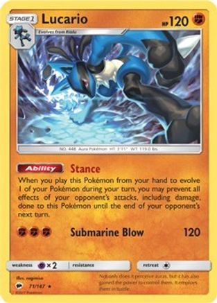 [PKM-R] Lucario (71/147) (Theme Deck Exclusive) [Sun & Moon: Burning Shadows]