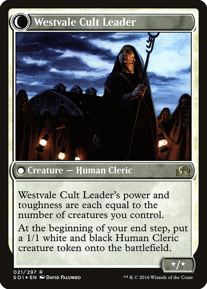 {R} Hanweir Militia Captain // Westvale Cult Leader [Shadows over Innistrad Prerelease Promos][PR SOI 021]