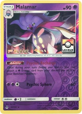 [PKM-R] Malamar (51/131) (League Promo 1st Place) [Sun & Moon: Forbidden Light]