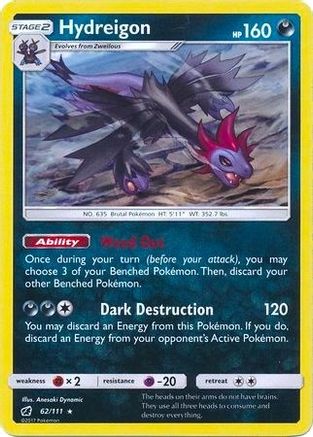 [PKM-R] Hydreigon (62/111) (Cracked Ice Holo) (Theme Deck Exclusive) [Sun & Moon: Crimson Invasion]