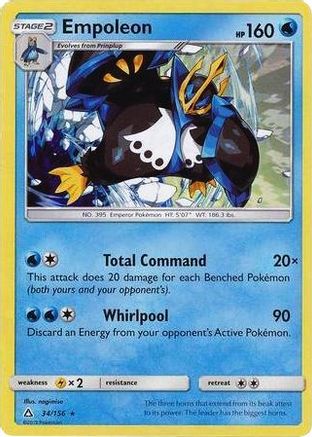 [PKM-R] Empoleon (34/156) (Cracked Ice Holo) (Theme Deck Exclusive) [Sun & Moon: Ultra Prism]