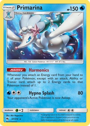 [PKM] Primarina (67/214) [Sun & Moon: Lost Thunder]