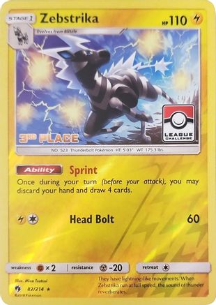 [PKM] Zebstrika (82/214) (League Promo 3rd Place) [Sun & Moon: Lost Thunder]
