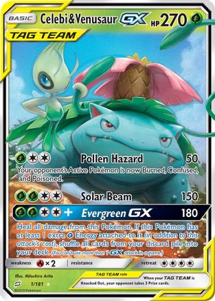 [PKM-R] Celebi & Venusaur GX (1/181) [Sun & Moon: Team Up]