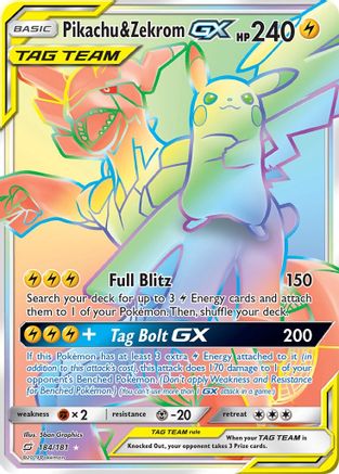 [PKM] Pikachu & Zekrom GX (184/181) [Sun & Moon: Team Up]