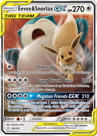 [PKM] Eevee & Snorlax GX (120/181) [Sun & Moon: Team Up]