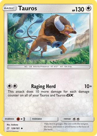 [PKM] Tauros (129/181) [Sun & Moon: Team Up]
