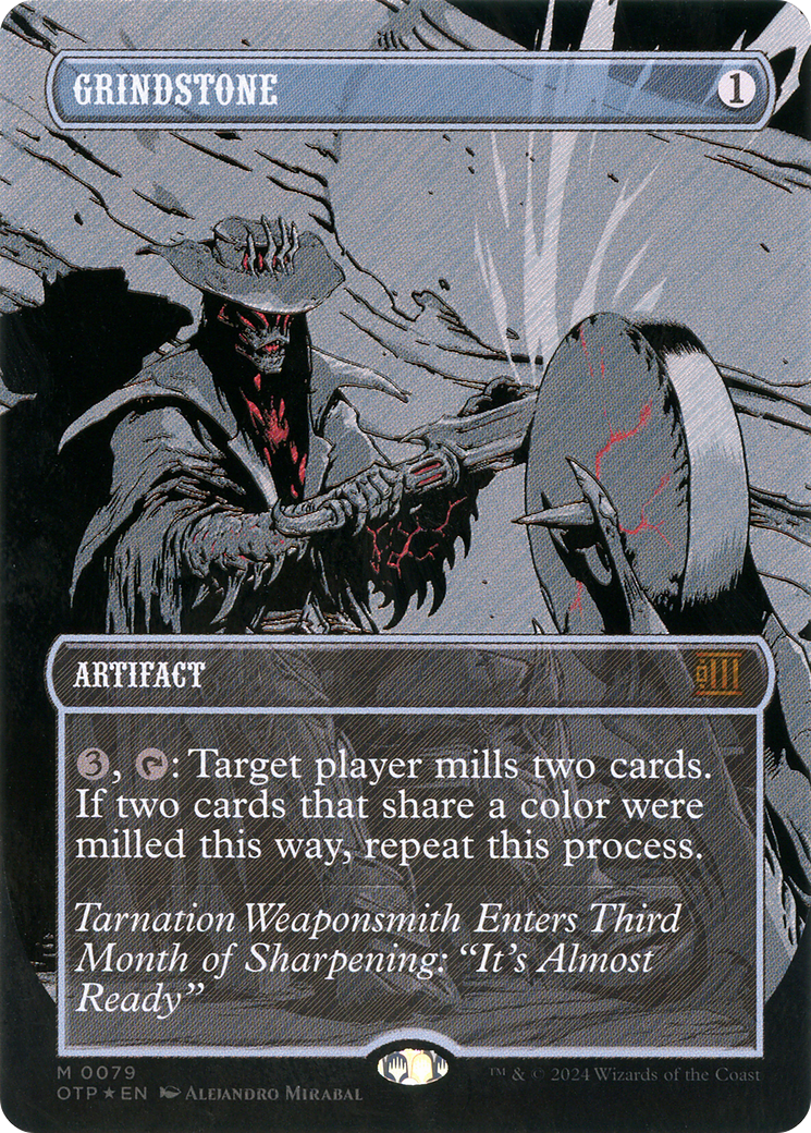{R} Grindstone (Textured Foil) [Outlaws of Thunder Junction: Breaking News][OTP 079]