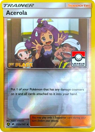 [TR] Acerola (112a/147) (League Promo 1st Place) [Sun & Moon: Burning Shadows]