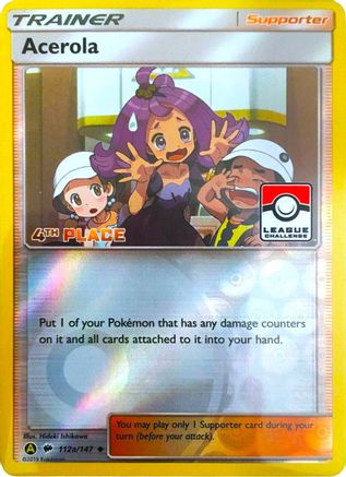 [PKM] Acerola (112a/147) (League Promo 4th Place) [Sun & Moon: Burning Shadows]