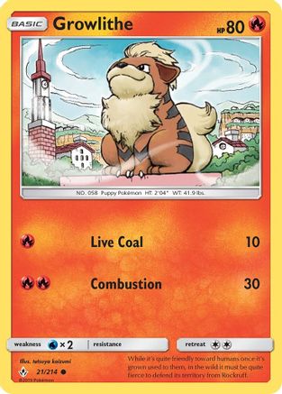 [PKM] Growlithe (21/214) [Sun & Moon: Unbroken Bonds]