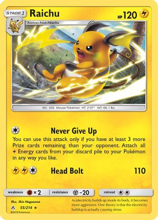 [PKM] Raichu (55/214) [Sun & Moon: Unbroken Bonds]