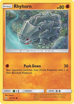 [PKM] Rhyhorn (92/214) [Sun & Moon: Unbroken Bonds]