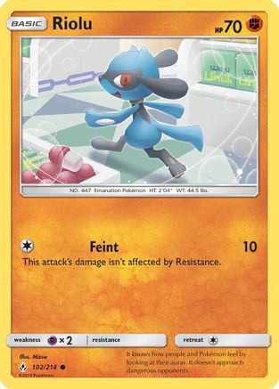 [PKM] Riolu (102/214) [Sun & Moon: Unbroken Bonds]