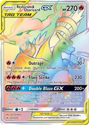 [PKM-R] Reshiram & Charizard GX (217/214) [Sun & Moon: Unbroken Bonds]