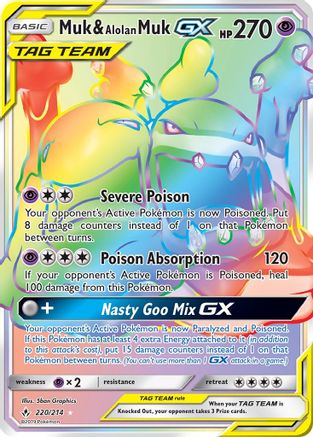 [PKM] Muk & Alolan Muk GX (220/214) [Sun & Moon: Unbroken Bonds]