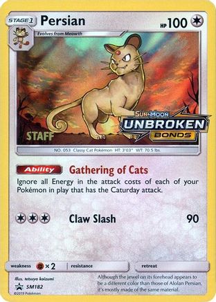 [PKM] Persian (SM182) (Staff Prerelease Promo) [Sun & Moon: Black Star Promos]