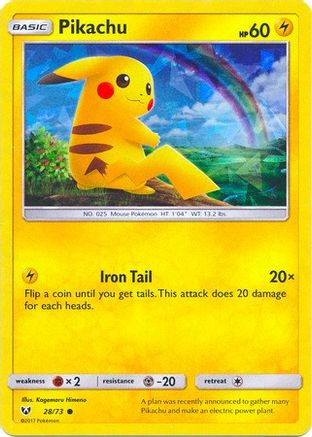 [PKM-C] Pikachu (28/73) (Lets Play, Pikachu Cracked Ice Holo) (Theme Deck Exclusives) [Sun & Moon: Shining Legends]