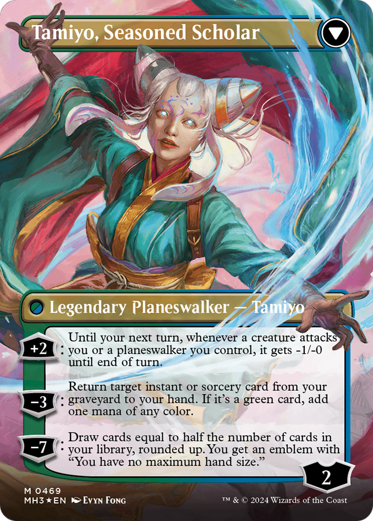 {R} Tamiyo, Inquisitive Student // Tamiyo, Seasoned Scholar (Borderless) (Textured Foil) [Modern Horizons 3][MH3 469]