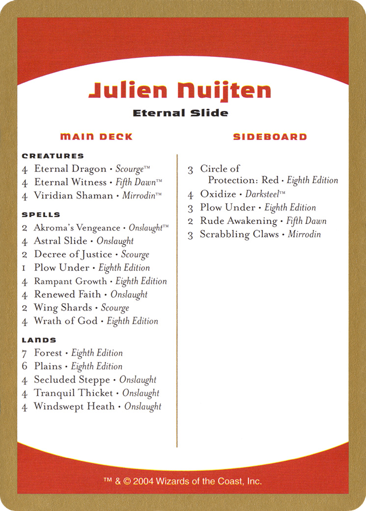 {C} Julien Nuijten Decklist [World Championship Decks 2004][GB WC04 JN0B]