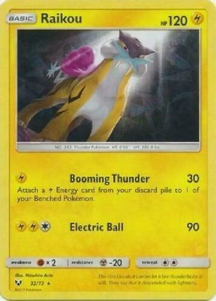 [PKM] Raikou (32/73) (Lets Play, Pikachu Cracked Ice Holo) (Theme Deck Exclusive) [Sun & Moon: Shining Legends]