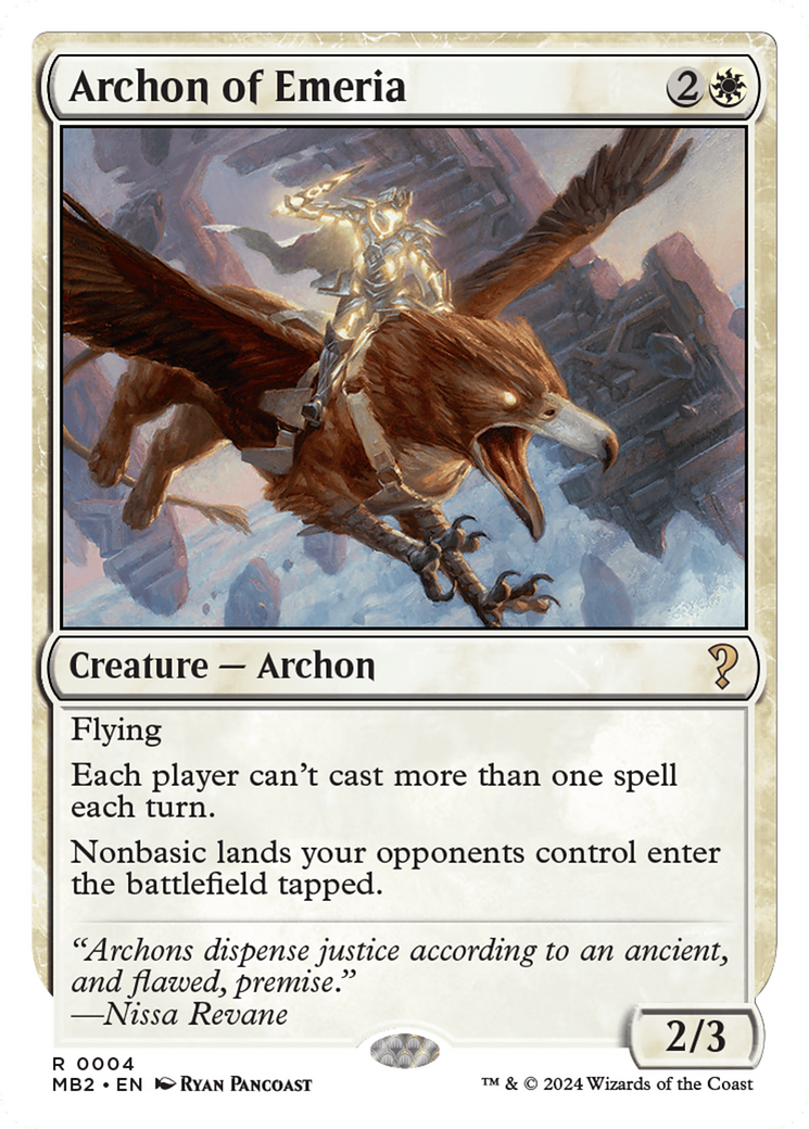 {R} Archon of Emeria (White Border) [Mystery Booster 2][MB2 004]