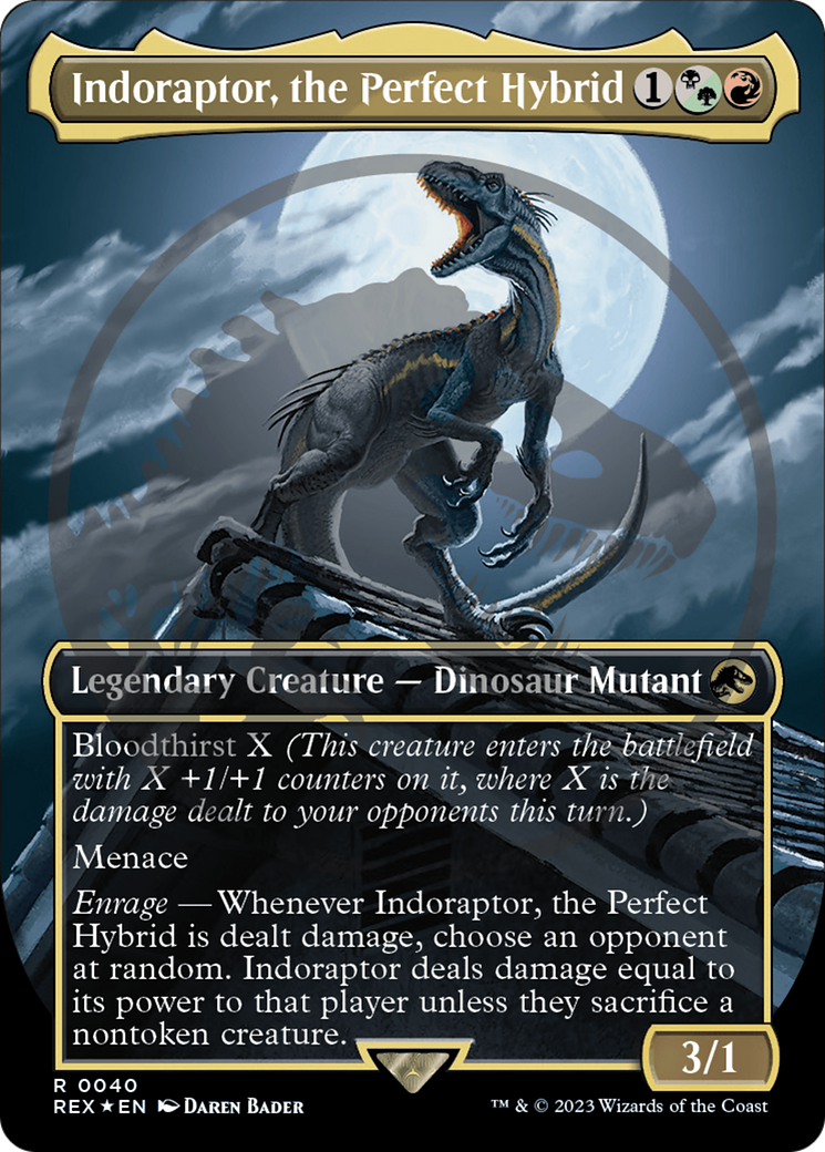 {T} Indoraptor, the Perfect Hybrid Emblem (Borderless) [Jurassic World Collection Tokens][TREX 040]