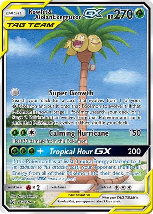 [PKM] Rowlet & Alolan Exeggutor GX (215/236) [Sun & Moon: Unified Minds]