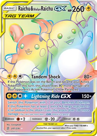 [PKM-R] Raichu & Alolan Raichu GX (241/236) [Sun & Moon: Unified Minds]