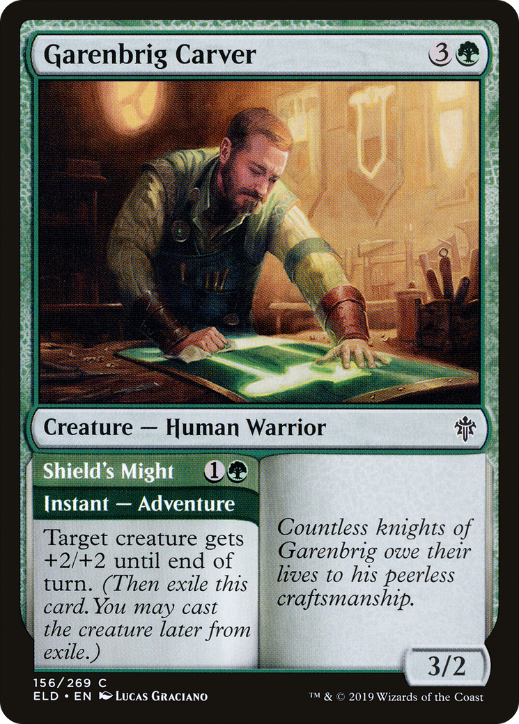 {C} Garenbrig Carver // Shield's Might [Throne of Eldraine][ELD 156]
