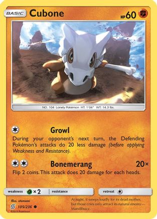 [PKM-C] Cubone (105/236) [Sun & Moon: Unified Minds]