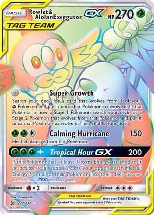 [PKM] Rowlet & Alolan Exeggutor GX (237/236) [Sun & Moon: Unified Minds]