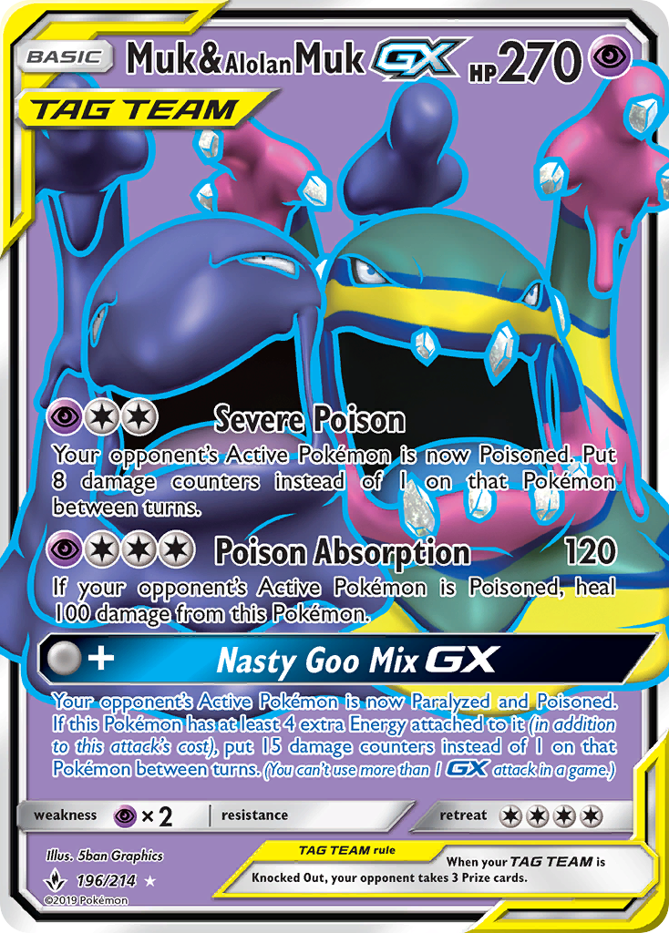 [PKM] Muk & Alolan Muk GX (196/214) [Sun & Moon: Unbroken Bonds]