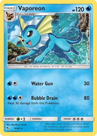[PKM-R] Vaporeon (18/68) [Sun & Moon: Hidden Fates]