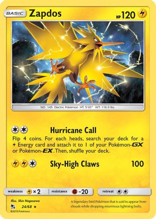 [PKM] Zapdos (24/68) [Sun & Moon: Hidden Fates]