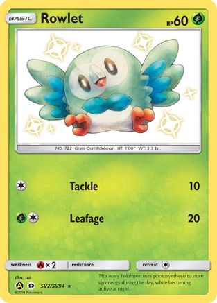 [PKM] Rowlet (SV2/SV94) [Sun & Moon: Hidden Fates - Shiny Vault]