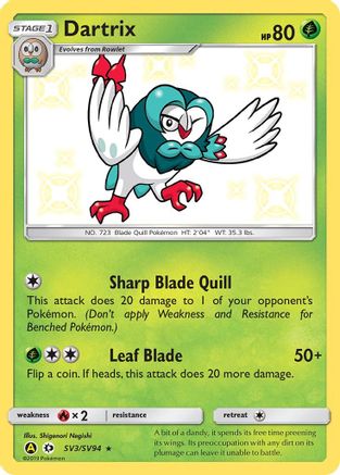 [PKM] Dartrix (SV3/SV94) [Sun & Moon: Hidden Fates - Shiny Vault]