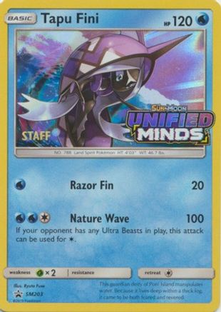 [PKM] Tapu Fini (SM203) (Staff Prerelease Promo) [Sun & Moon: Black Star Promos]