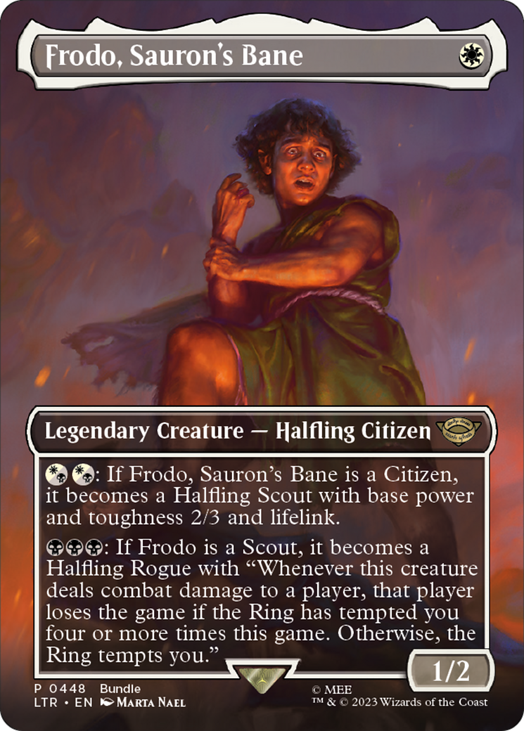 {R} Frodo, Sauron's Bane (Borderless Alternate Art) [The Lord of the Rings: Tales of Middle-Earth][LTR 448]