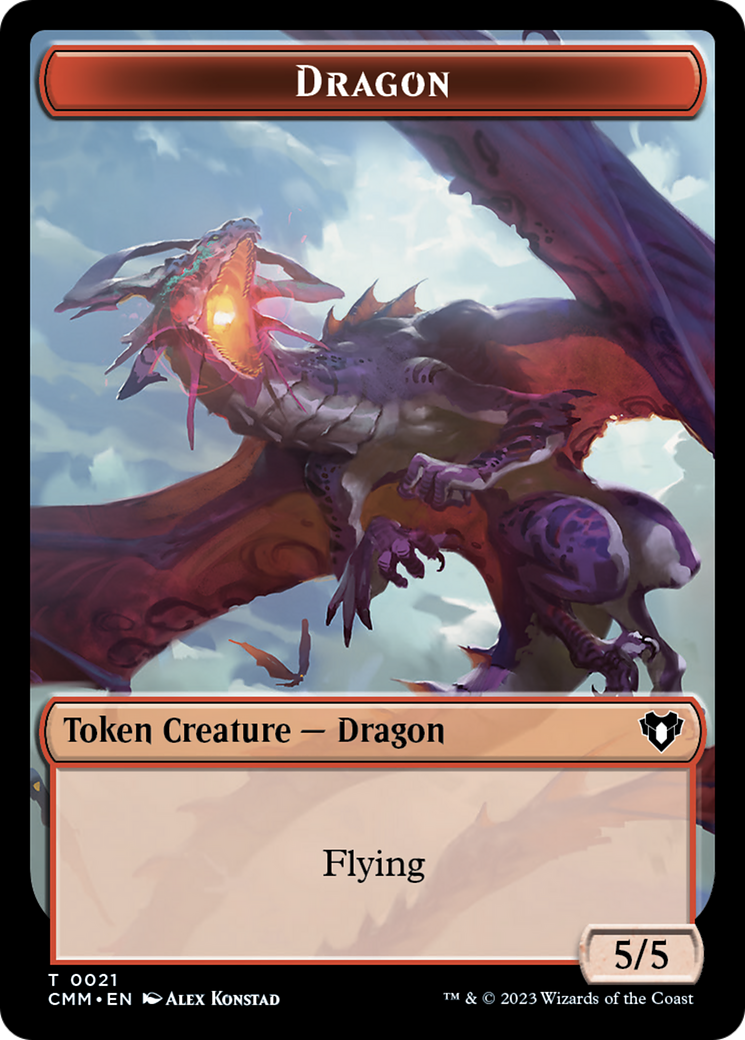 {T} Saproling // Dragon (0021) Double-Sided Token [Commander Masters Tokens][TCMM 35//21]