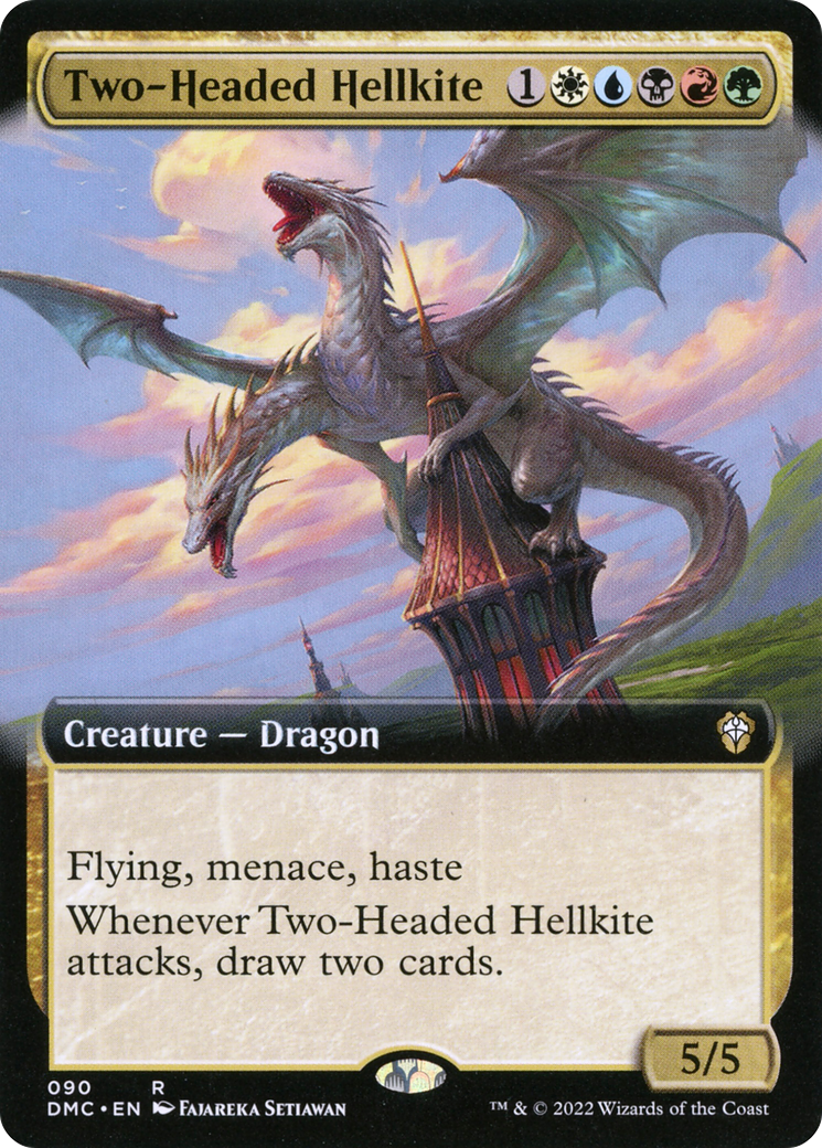 {R} Two-Headed Hellkite (Extended Art) [Dominaria United Commander][DMC 090]